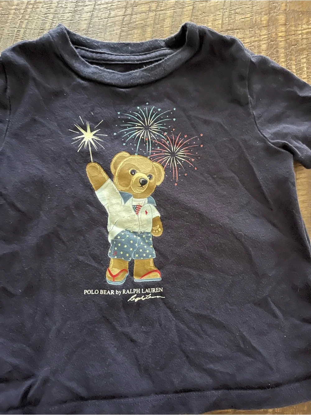 Ralph Lauren Kids Navy Bear Graphic Tee